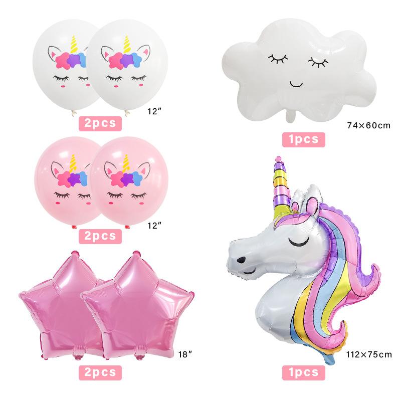 Rainbow Unicorn Birthday Party Balloon Set Girls 1 Year Unicorn Happy Birthday Decoration Supplies Baby Shower Foil Balloons