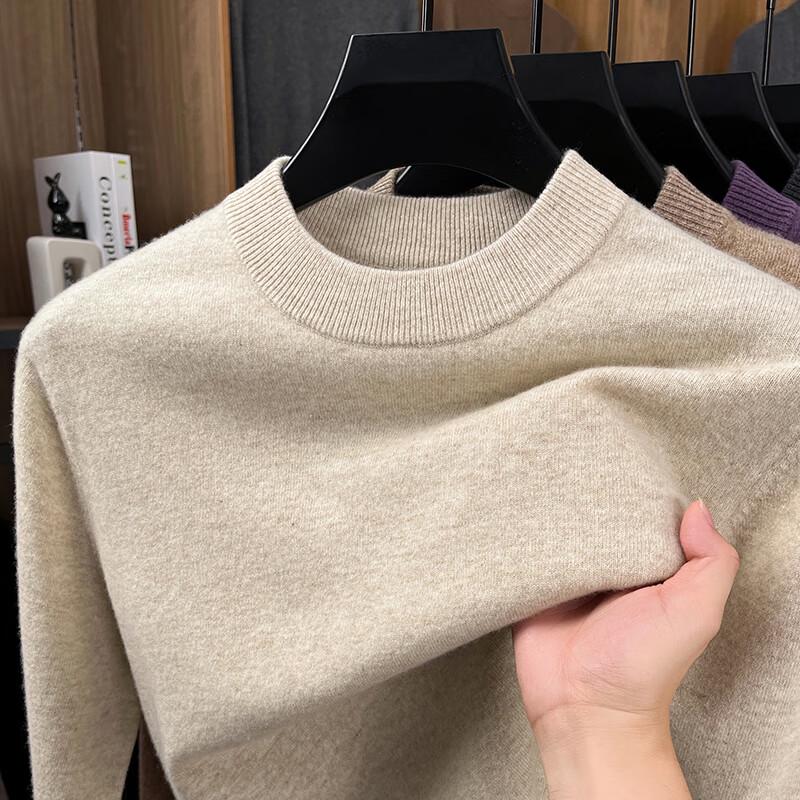 Yiliteng Men's Casual Blended Cashmere Round Neck Pullover