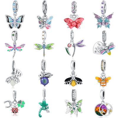 Popular Hot Copper Metal Colorful Butterfly Dragonfly Series Pendant Bead Component Charm Bead Components Bead Components Compatible With Authentic