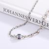S925 Sterling Silver Retro One Colored Zirconium Dice Double-layer Splicing Chain Necklace Women's Niche Design Sense Advanced Cold Wind