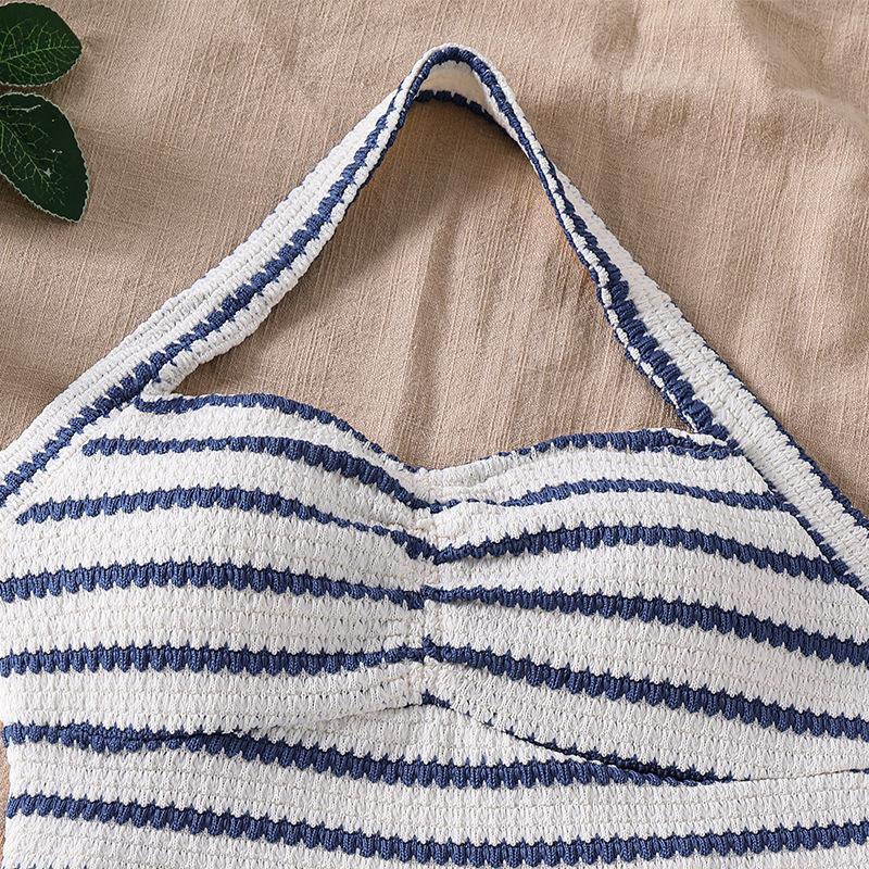 Modieuze Outfit voor Meisjes - Zomer Kinderen Gestreept Halslijn Racerback Top met Hoge Taille Shorts Set van Twee Delen