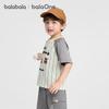 Balabala Boys' Striped Knit Short Sleeve T-shirt