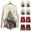 Dammode Långärmad Jul Snowman Snowflake Print Jacka Cardigan