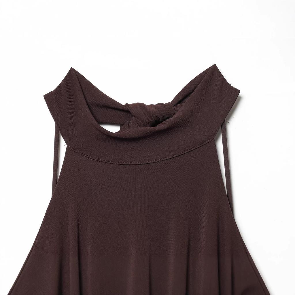 Spring 2026 Women's Fashion Sleeveless Halter Neck Dress - European & American Style