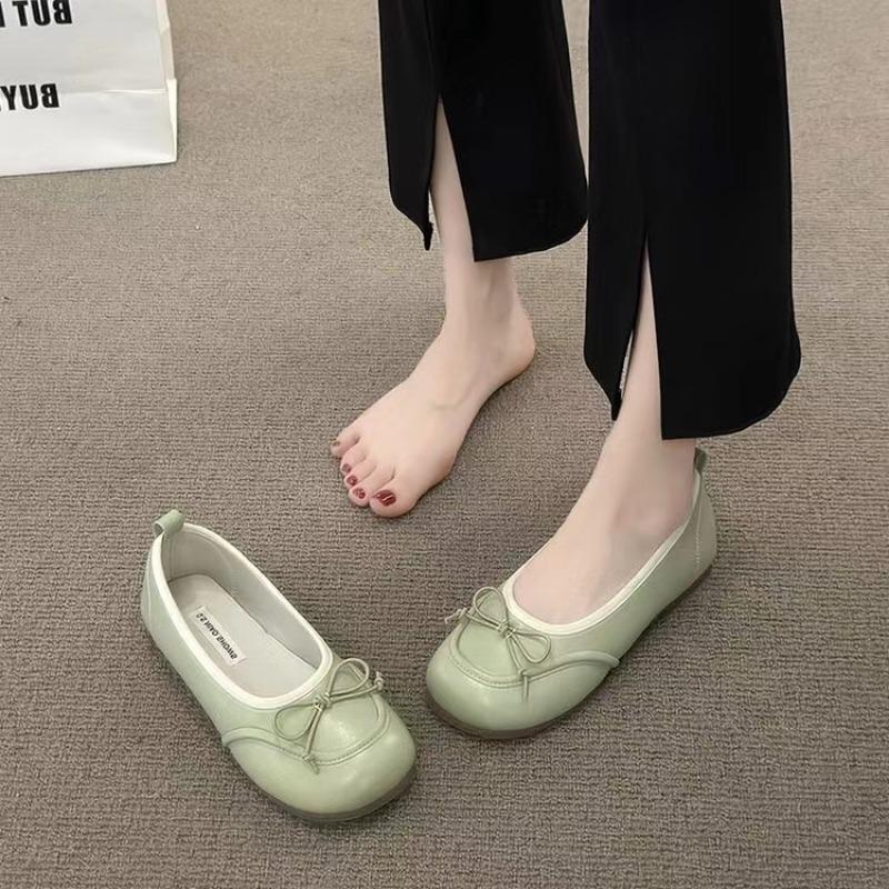 Fashion 2024 Summer Fashion Women's Elegant Square Toe Slip-On Bow Flat Low Shoes