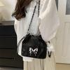Korean Aesthetic Casual Bucket Bag Chain Summer 2024 New Niche Design Bag Crossbody Pleated Bag Women