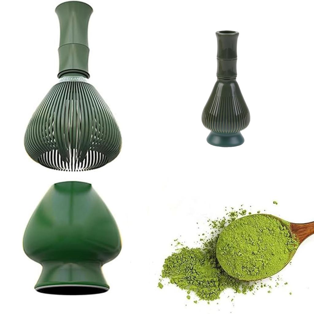 Two-Piece Tea Ceremony Utensil Set ABS Matcha Whisk, Plastic Chasen, and Chasen Whisk, Quick-Drying, Matcha Whisk for Tea Ceremony (Green)