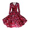 Women's Fashion Casual Valentine's Day Printed Long Sleeve V-Neck Sexy Dresses