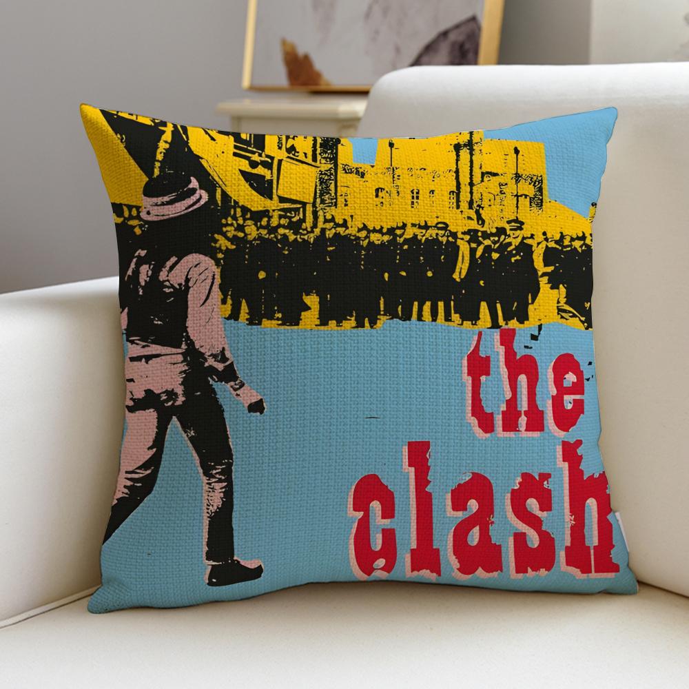 

RRock Band The ClashS Cushion Cover Breathable and skinfriendly linen pillowcase square removable and washable cushion 30X30cm