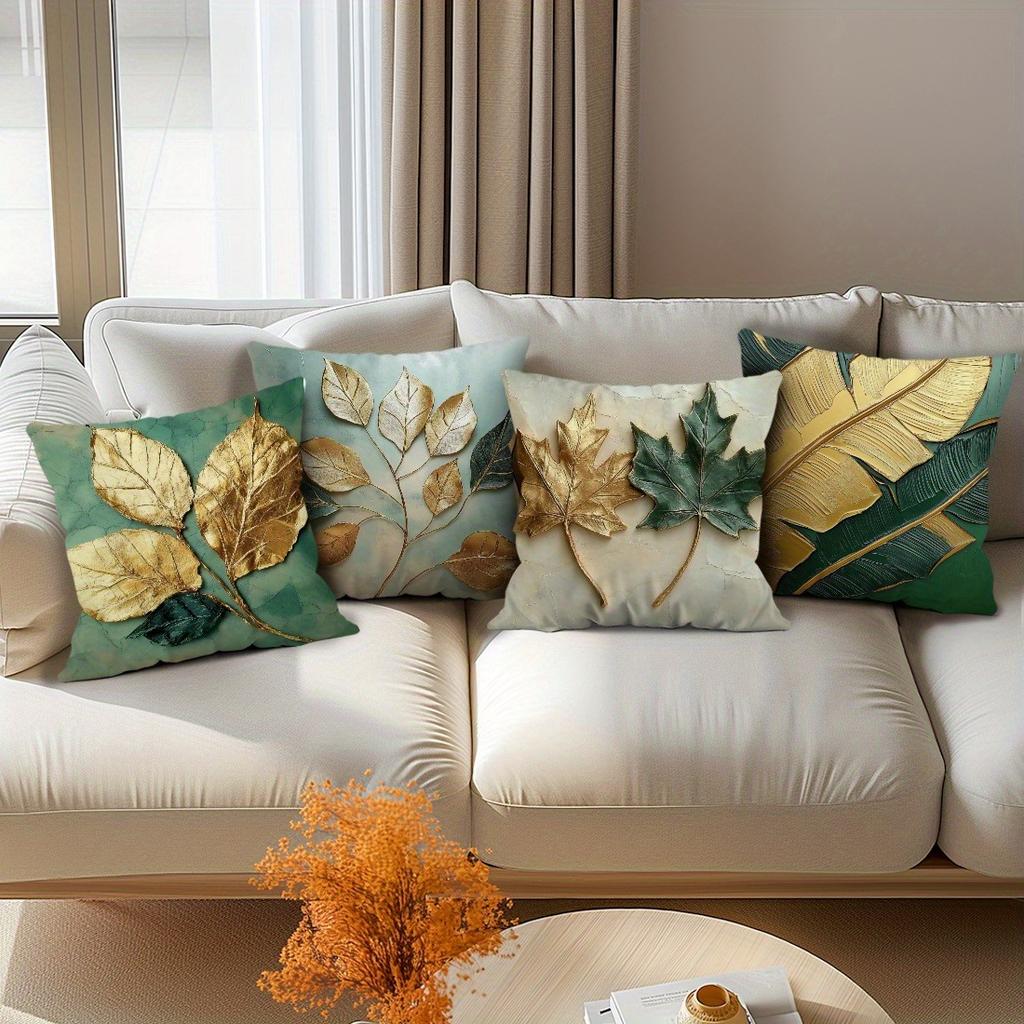 Nordic Leaf Print Pattern Home Decor Pillowcase Bedroom Living Room Sofa Decoration Polyester Cushion Cover With Zipper