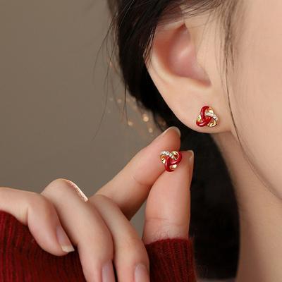 Ankara Red Cross Wound Concentric Knot Earrings Birthday Earrings 2026 Horse New Year Earrings