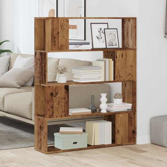 VidaXL Bibliothèque/Séparateur de pièce vieux bois 100x24x124,5 cm, séparation de pièce, cloison de pièce, armoire à livres, 856744
