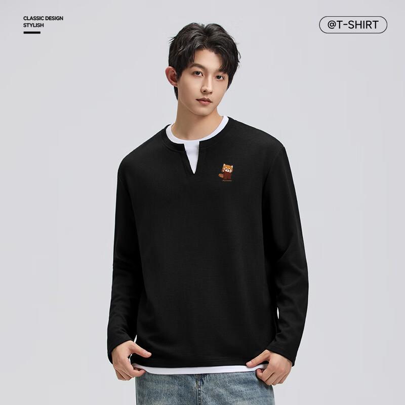 Mark Fairwhale Men's Heavyweight Waffle Knit V-Neck Long Sleeve T-Shirt