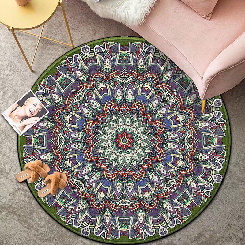 Bohemian Round Living Room Carpet Retro Decoration Bedroom Easy Cleaning Non-slip Rug Lounge Coffee Tables Washable Floor Mat
