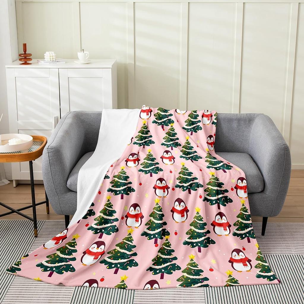 Merry Christmas Flannel Fleece Throw Blanket Gingerbread Man Baby Xmas Tree Fleece Throw Blanket for Kids Women Men Bed Couch