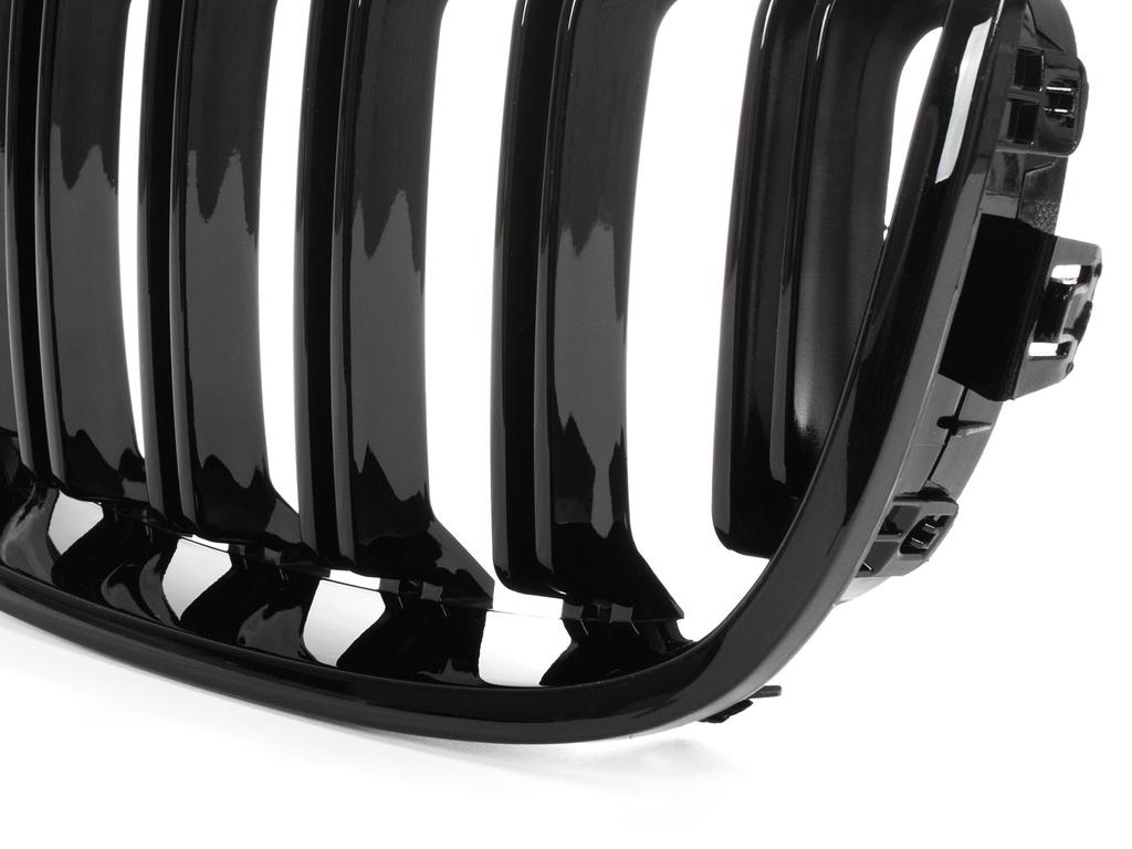 BMW 1 F20 / F21 11-14 3/5D Hatchback Grille Set Between Headlights (Kidneys), Left & Right, Black Glossy Double Bar