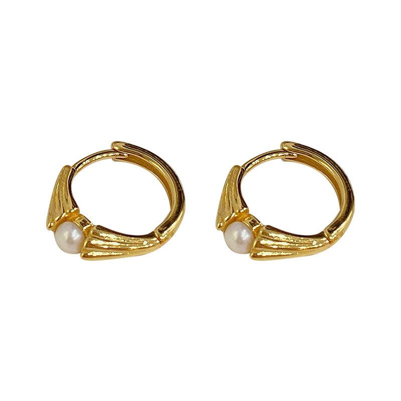 Texturierte Perlen-Ohrstecker für Damen Ins Nische Modisch Schlichter und Kühler Stil