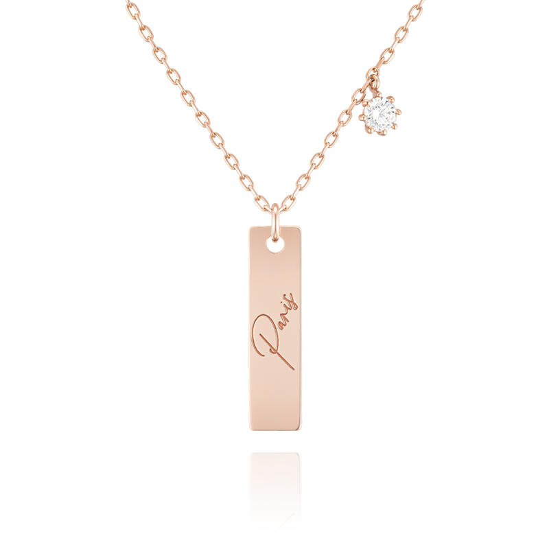 

MAISON DE SHE 14K Gold Lettering Square Necklace BN03005 Pink Gold