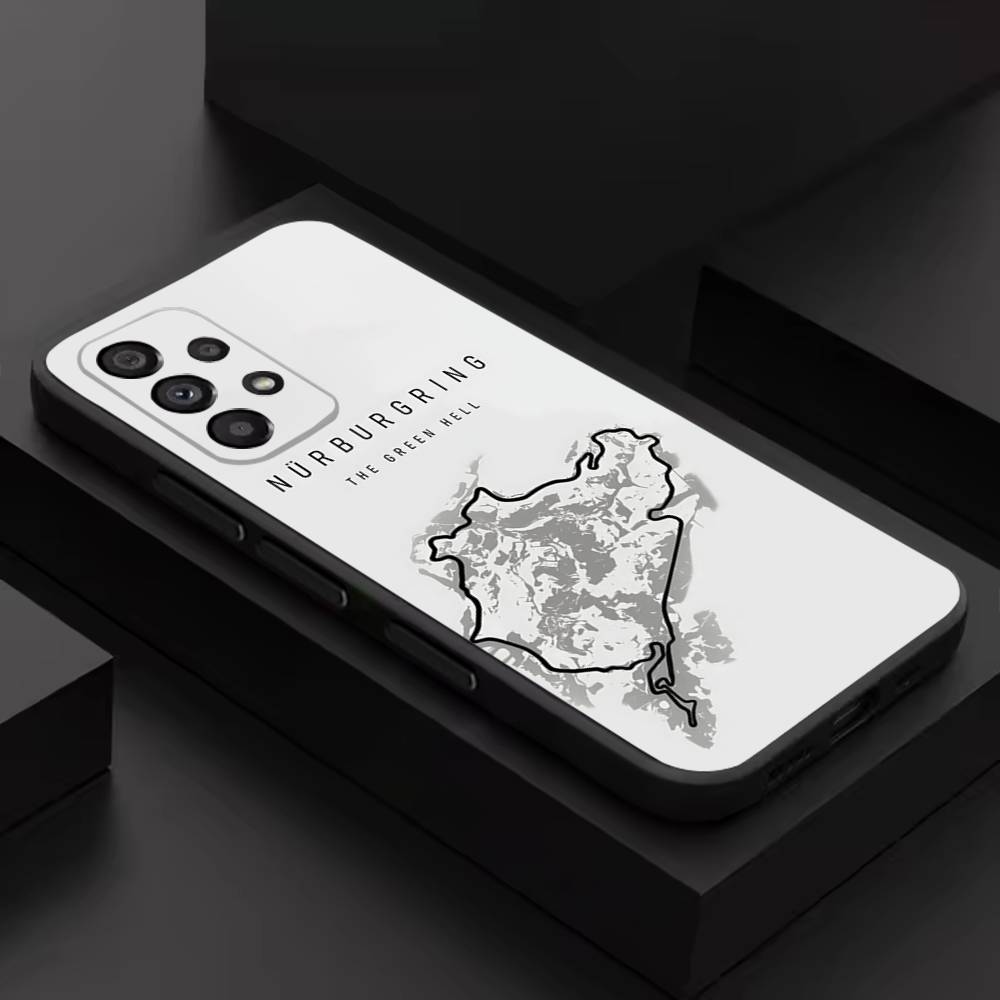 Nurburgring Sport Car Cool Phone Case For Samsung S 26,25,24,23,22,30,21,10,9,Ultra,Plus,Lite,FE,4,5G Black Soft Case