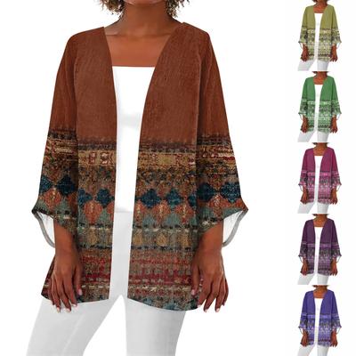 Women's Casual Fashion Printed Lightweight Mid-length Jacket Cardigan