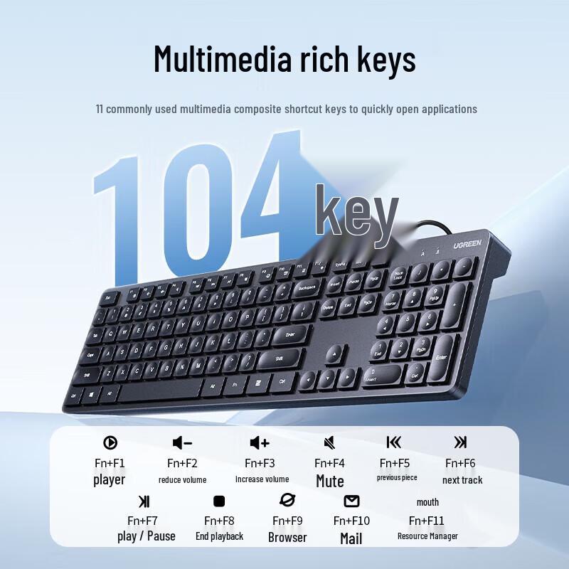 UGREEN KU004 USB Wired Office Keyboard