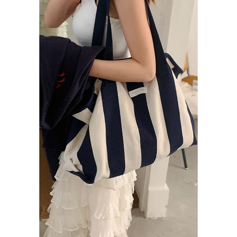 

Сумка Lazy Wind Подмышечная сумка Новая Повседневная Холщовая сумка в полоску Большая Вместимость Плечевая Сумка для Шопинга Сумка