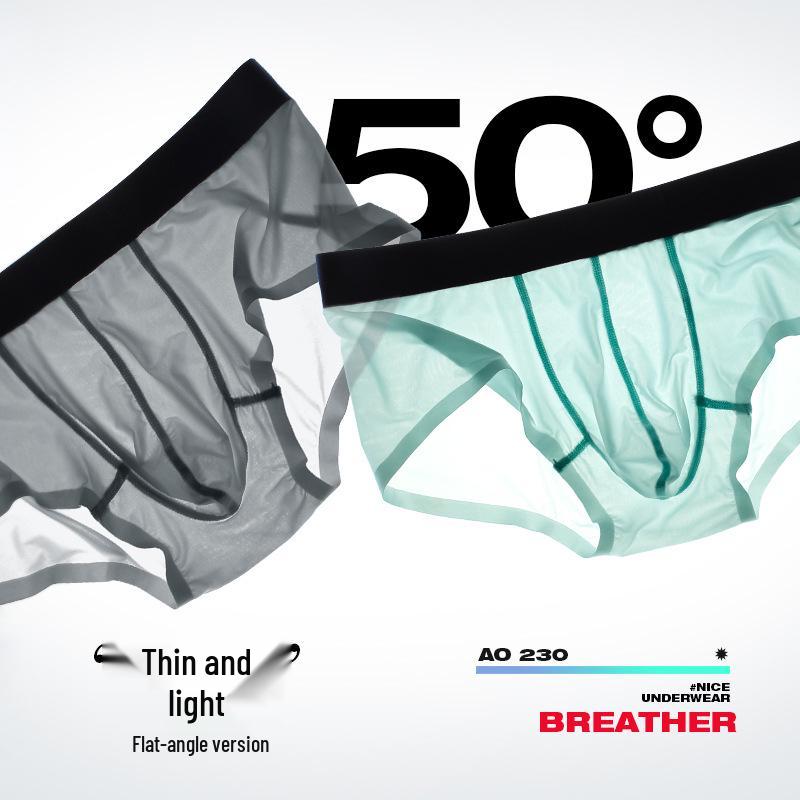Men's Ultra-Thin Ice Silk Seamless Boxer Briefs - Sexy Summer Transparent Design
