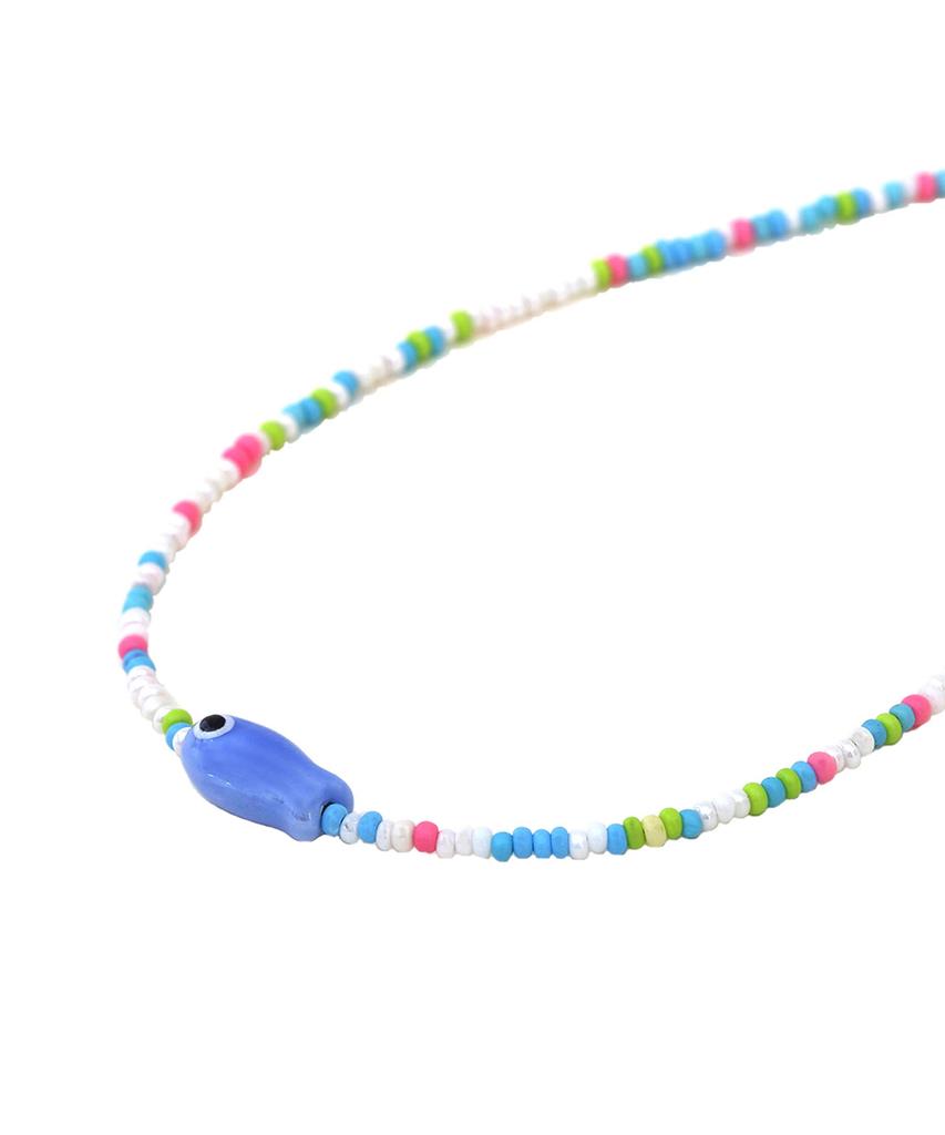 Charmy Lucky Fish Bead Necklace (Blue)
