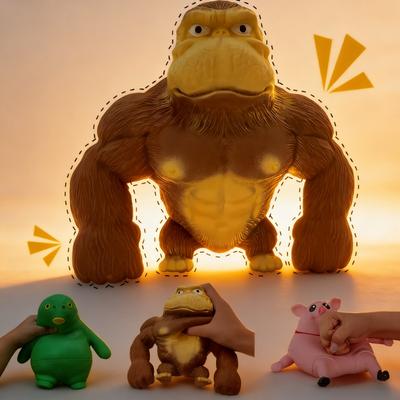 Cute Gorilla Figurines Humorous Expression Monkey Statues Stretchable Squeeze Animal Figure Office Ornament Home Decoration