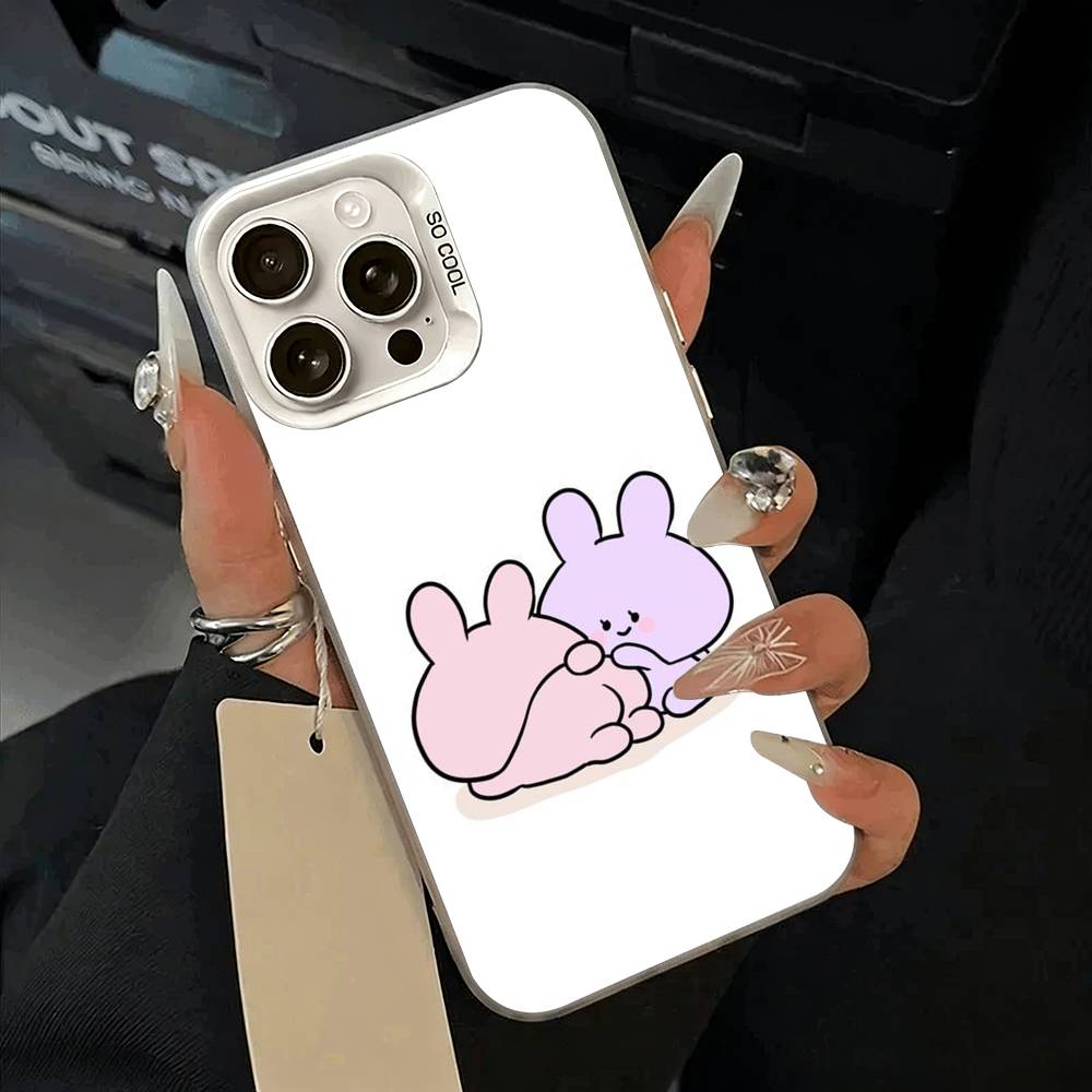 C-A-Cartoon -a-Asamimichan Phone Case For iPhone 11 12 13 14 15 16Pro Max Plus White Sliver Phone Cover