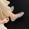 Krazing Pot Air Mesh Sheep Skin Flat with Crystal Beading Round Toe Jelly Shoes Party Summer Size 42 Women Flats