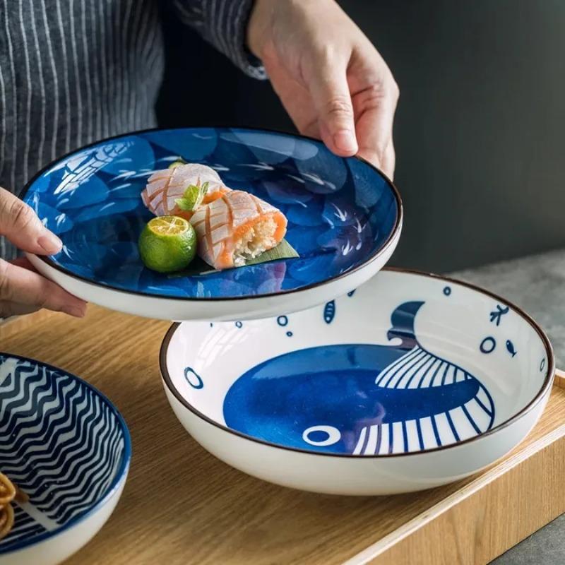 Creative Japanese Ceramic Plate Household Turnip Plate Deep Plates Shallow Plate Turnip Dish Restaurant Hotel Tableware Cooking