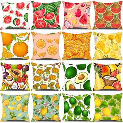 Summer Home Decor Pillow Cover 18x18 Inches Cartoon Fruits Printed Pillowcase Sofa Chair Seat Decorative Pillows Cushion Covers