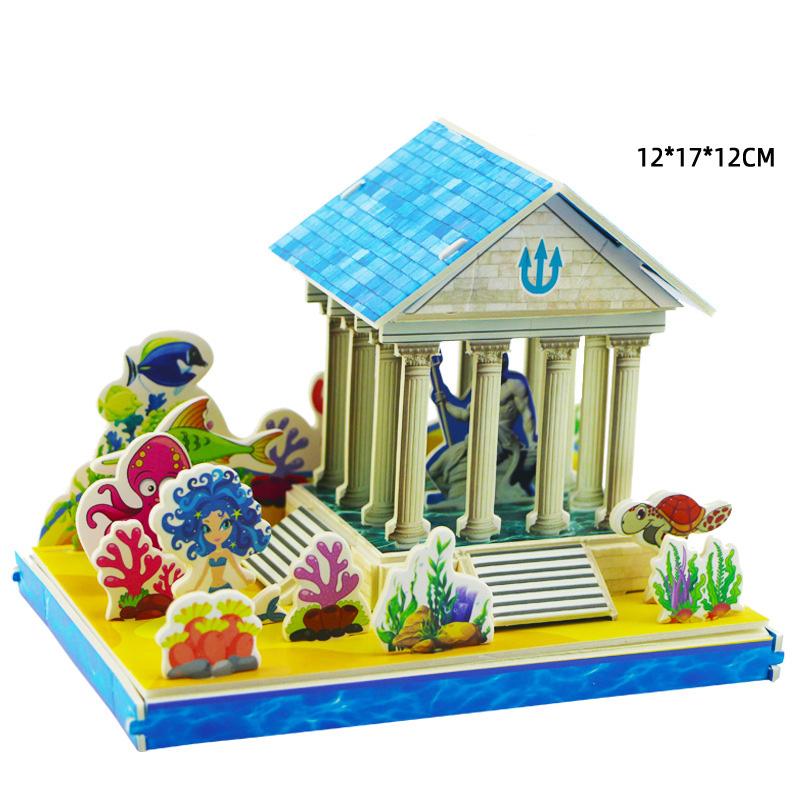 Villa House Castle Building Model 3D Cardboard Puzzle Jigsaw Toys Children's Interest Educational Toys Kids Gift