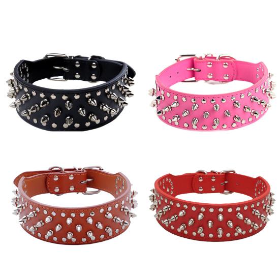 Large Dog Metal Rivets Collars Traction Leash Anti-breaking Neck Belt Pet Supply