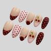 30Pcs Sweet Pink French Tip Press On Nails With Polka Dots Bows And Cherries Cute Fake Nails Gift For Girls And Friends
