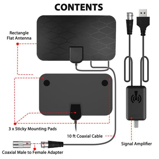 1 Set 3600 Miles TV Antenna HD-compatible Transmission Wide Range High Gain High-resolution Stable Output Signal Reception with Amplifier