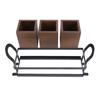 3-Fächer Besteckhalter Holz Silberbesteckhalter mit Metallschale für Gabeln Löffel Stäbchen Besteck-Organizer