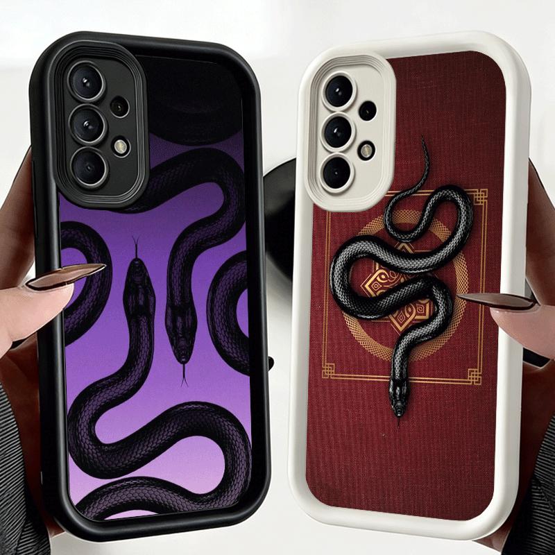 Phone Case for Samsung Galaxy A17 A16 A15 A14 A13 Black Snake Doodle A56 A36 A26 A55 A35 A25 A54 A34 A24 A53 A33 A23 A07 A06