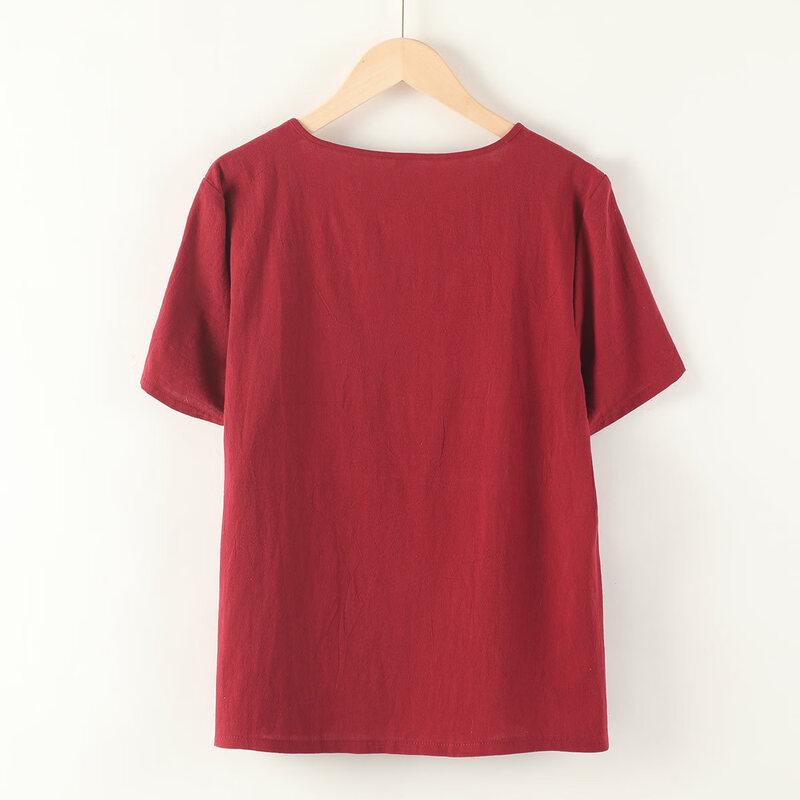 Yuzhaolin Women's Pure Cotton Short Sleeve Summer Blouse