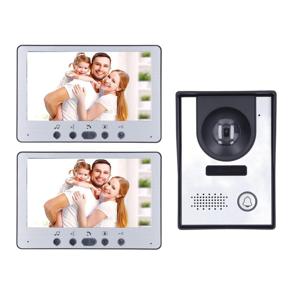 7in Video Doorbell Intercom Kit with 2 Display Waterproof Infrared Night Vision Remote Unlock Video Door Entry System
