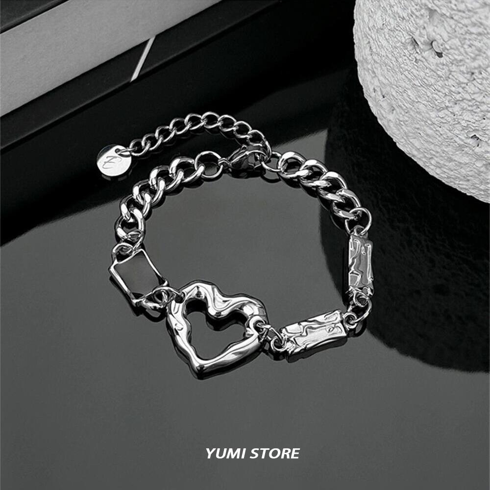 Titanium Steel Heart Bracelet Geometry Charm Non-Fading Couple Accessories Wholesale Gift for Men And Women Unisex Fashion