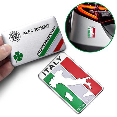 Car Aluminum Badge Body Decor Sticker For Italy Giulietta GT 159 147 156 Mito Brera Giulia F1 Stelvio Volante Clover