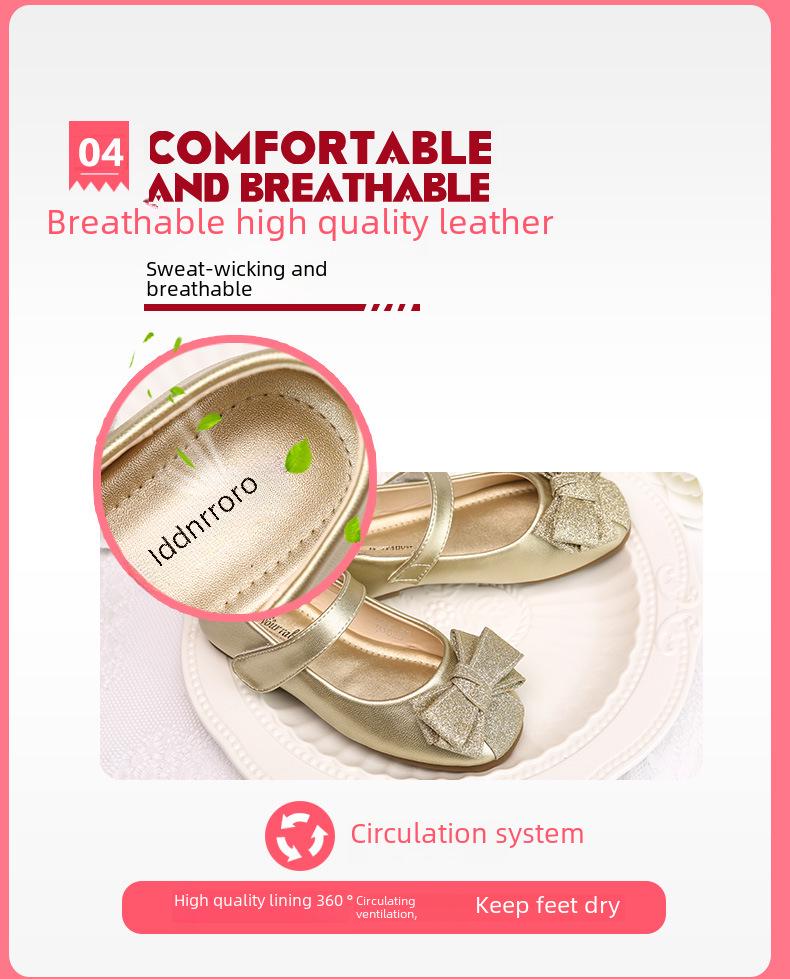 2024 New Girls' Leather Princess Dance Shoes