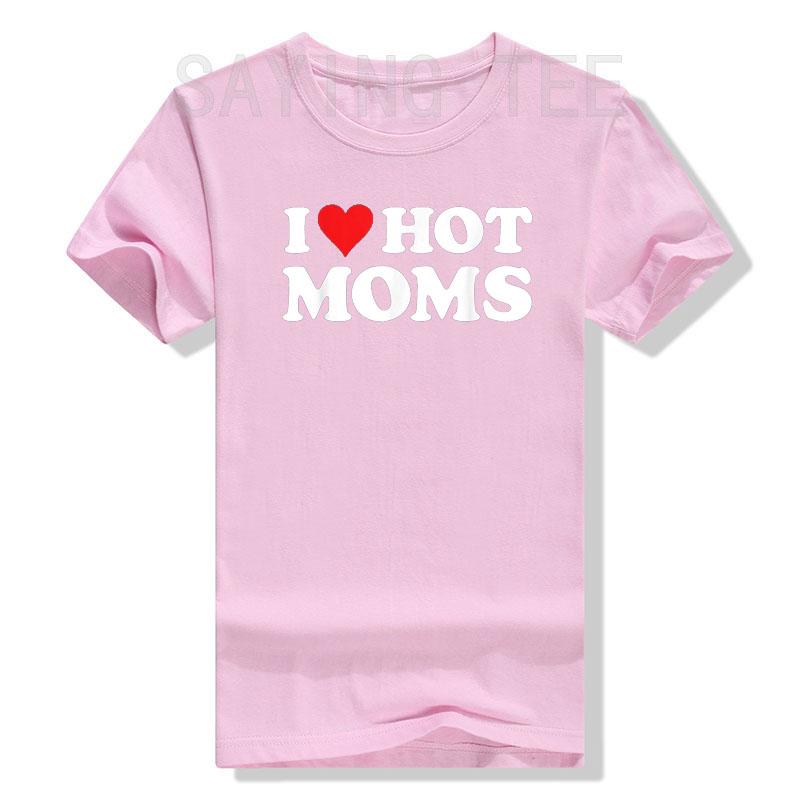 Miluji horké maminky Tričko Vtipné Červené Srdce Láska Maminky Tričko