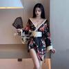 Seductive Deep V Geisha Kimono Lingerie Nightgown for Women