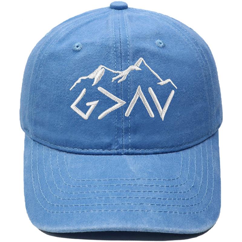 Mountain peak GOD symbol embroidered baseball cap retro dad hat men's and women's leisure outdoor hiking visor