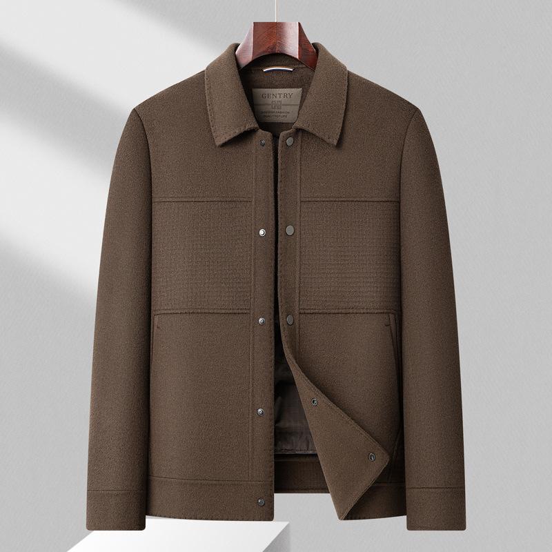 

Утолщенная двусторонняя шерстяная куртка для мужчин среднего и пожилого возраста, осенне-зимняя, со съемной подкладкой, теплая куртка для папы 3XL