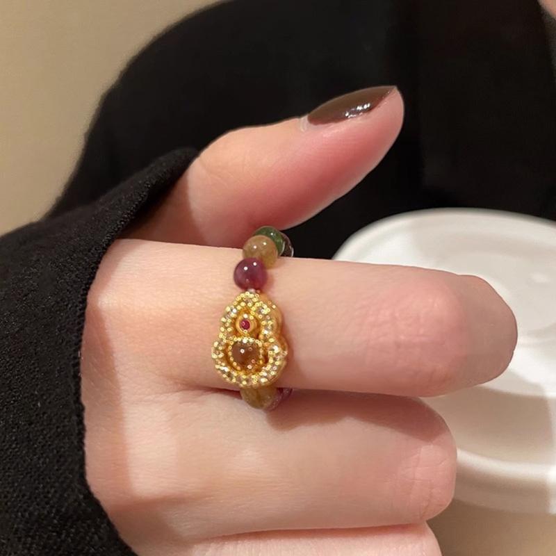 Colorful Beaded Rings Adjustable Rings Opening Rings Finger Open Rings Alloy Texture Suitable for Various Occasion