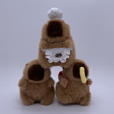 Cute Capybara Plush Keychain Fluffy Chef Capibara Toy Kawaii French Fries and Hamburger Animals Doll Birthday Gift Car Decor